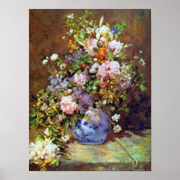 Vår blommor efter Renoir Print Poster