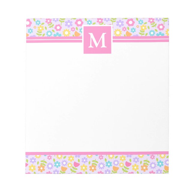 Vår Blommor Flerfärgad Monogram Anteckningsblock (Framsida)