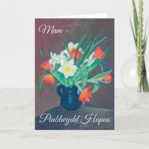 Vår blommor födelsedagskort, marmelad: Welsh Hälsn Kort