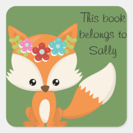 Vår blommor Fox-Personlig Fyrkantigt Klistermärke
