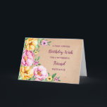 Vår blommor Friend Birthday Card Kort<br><div class="desc">Söt och tankeväckande hälsningskort för din väns födelsedag med gult,  lila och rosa vår blommor,  rustiska vattenfärgen mönster och handskriven text från stil.</div>