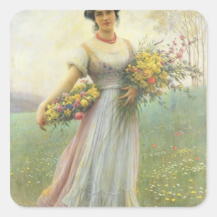 Vår blommor fyrkantigt klistermärke