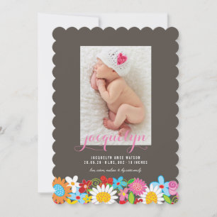 Vår blommor Garden Flicka Birth Notification Meddelande