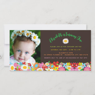 Vår blommor Garden Girl Birthday Photo Card