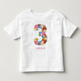 Vår blommor Garden Rosa Girl 3 Birthday Party T-shirt