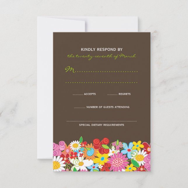Vår blommor Garden Whimsical Bröllop OSA Card Kort (Framsida)