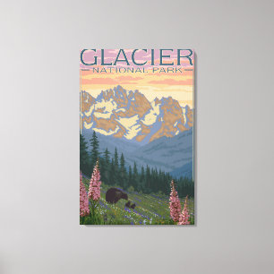 Vår blommor - glaciärnationalpark, MT Canvastryck