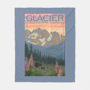 Vår blommor - glaciärnationalpark, MT Fleecefilt