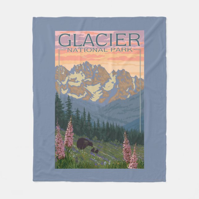 Vår blommor - glaciärnationalpark, MT Fleecefilt (Framsidan)