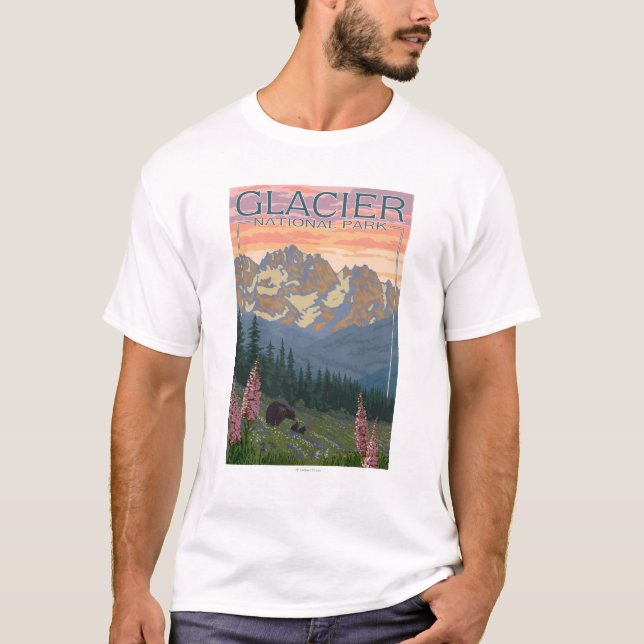 Vår blommor - glaciärnationalpark, MT Tee Shirt (Framsida)