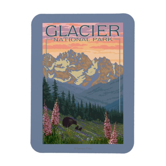 Vår blommor - Glacier National Park, MT Magnet (Vertikal)