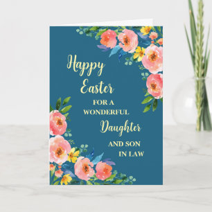 Vår blommor Glad påsk Dotter Son i juridik Helgkort
