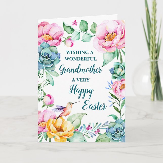 Vår blommor Glad påsk farmor Helgkort (Framsida)