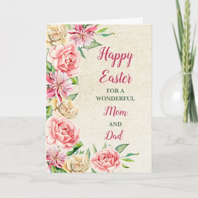Vår blommor Glad påsk Mamma och Pappa Helgkort (Framsida)