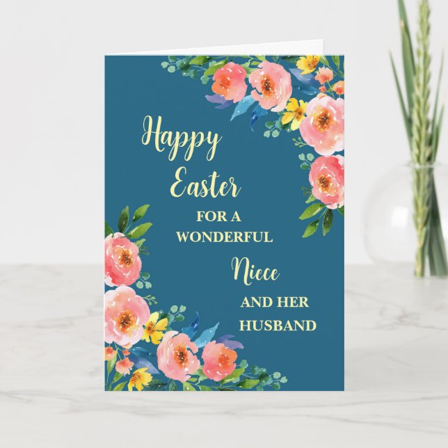 Vår blommor Glad påsk Niece och hennes Make Helgkort (Framsida)