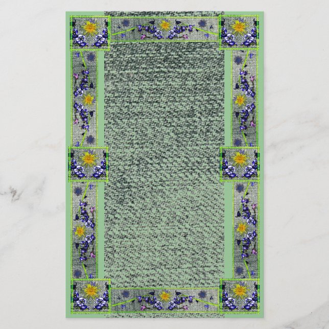 Vår blommor Grönt Denim Papper (Framsida)
