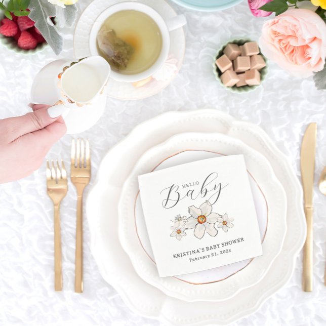 Vår blommor Hej Baby Shower Pappersservett (Skapare uppladdad)