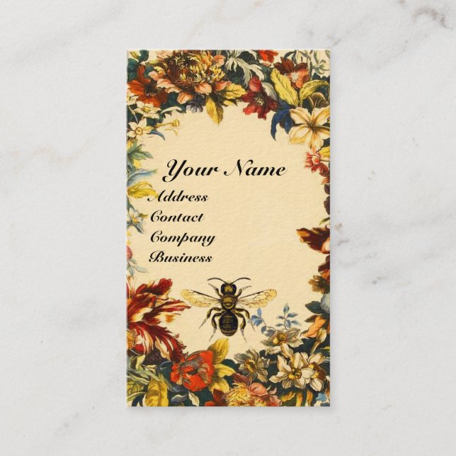 VÅR BLOMMOR HONEY BE BEEKEEPING RED VAX SEAL VISITKORT (Framsida)