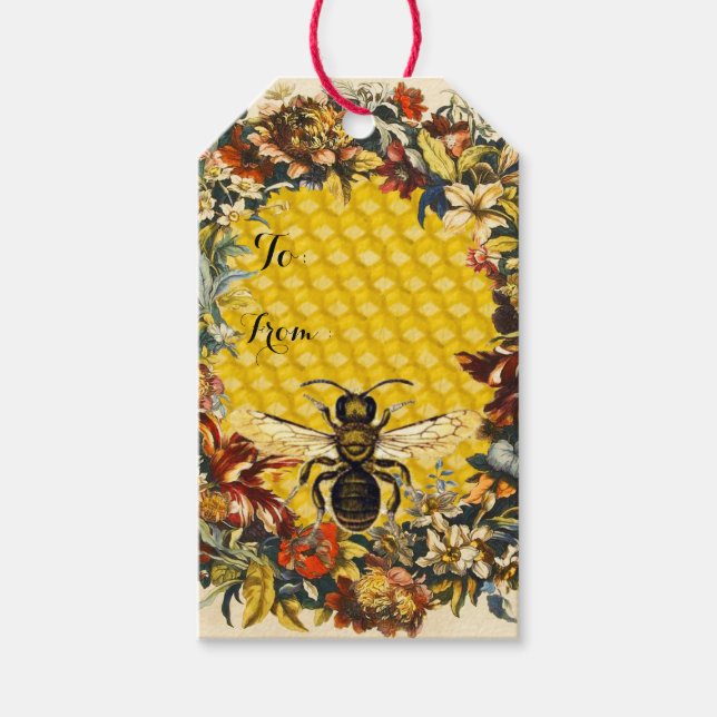 VÅR BLOMMOR HONEY BEE ,KÖPER Jul Presentetikett (Framsidan)