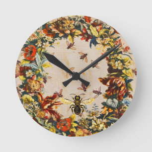 VÅR BLOMMOR HONEY BEE/NÖTKÖPER NÖTKÖTT RUND KLOCKA