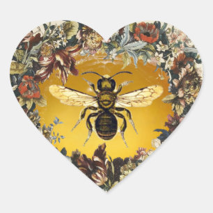 VÅR BLOMMOR HONEY BEE/NÖTKÖPHJÄRTA HJÄRTFORMAT KLISTERMÄRKE