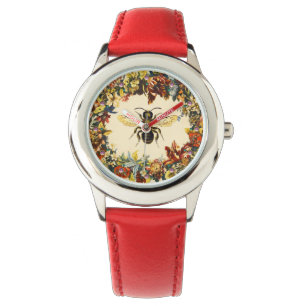 VÅR BLOMMOR HONEY BEE/NÖTKÖTT ARMBANDSUR