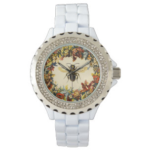 VÅR BLOMMOR HONEY BEE/NÖTKÖTT ARMBANDSUR