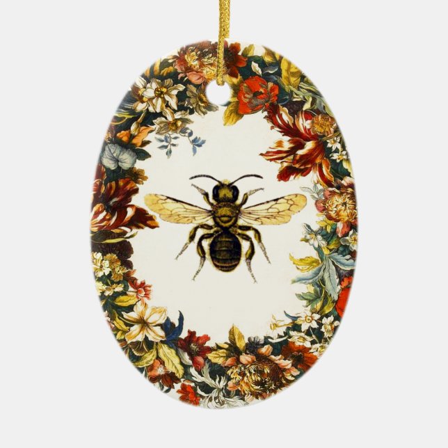 VÅR BLOMMOR HONEY BEE/NÖTKÖTT JULGRANSPRYDNAD KERAMIK (Framsidan)
