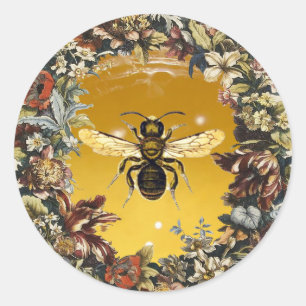 VÅR BLOMMOR HONEY BEE/NÖTKÖTT RUNT KLISTERMÄRKE