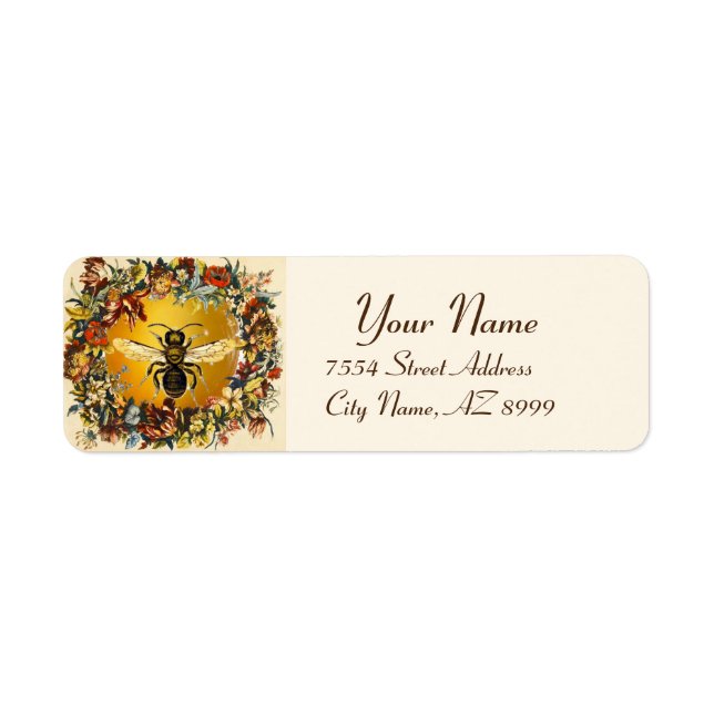 VÅR BLOMMOR HONEY BIN, NÖTKÖTT RETURADRESS ETIKETT (Framsidan)