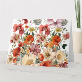 Vår blommor i Bloom med fjärilar Kort