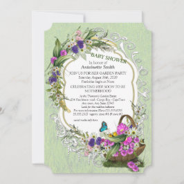 Vår blommor i en Basket-inbjudan till babydusch Inbjudningar