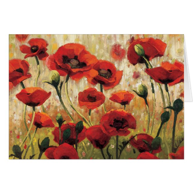 Vår blommor i en trädgård hälsningskort (Framsidan Horizontal)