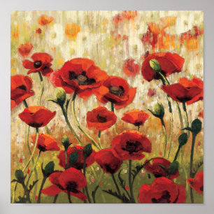 Vår blommor i en trädgård poster