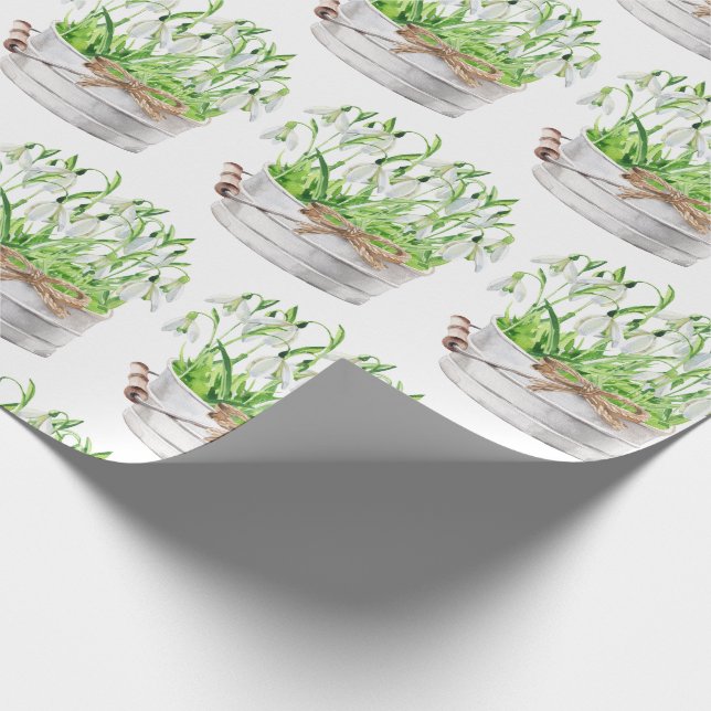 Vår blommor i Metall Pail Watercolor Presentpapper (Hörn)