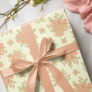 Vår blommor i Persikofärgad Orange 2024 Blommigt Presentpapper
