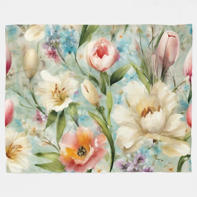 Vår blommor i Stil i imperialismen Fleecefilt (Framsidan (Horisontell))