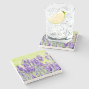 Vår blommor Lavender Watercolor Blommigt Stenunderlägg