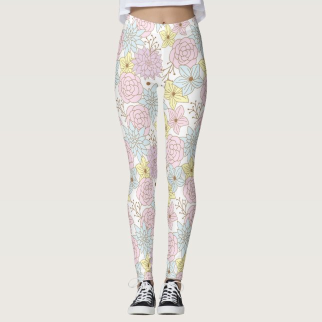vår blommor leggings (Framsida)