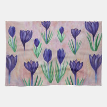 Vår blommor, Lila Crocus Tea Towel