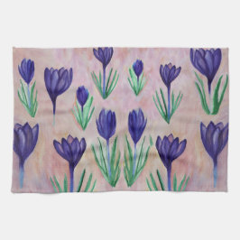 Vår blommor, Lila Crocus Tea Towel Kökshandduk