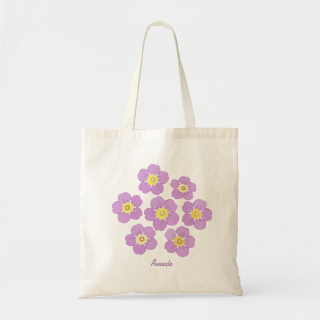Vår blommor Lila Flora Personlig Tote Bag Tygkasse (Framsidan)