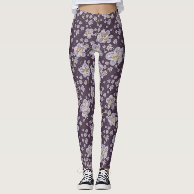 Vår blommor Lila Legging (Framsida)