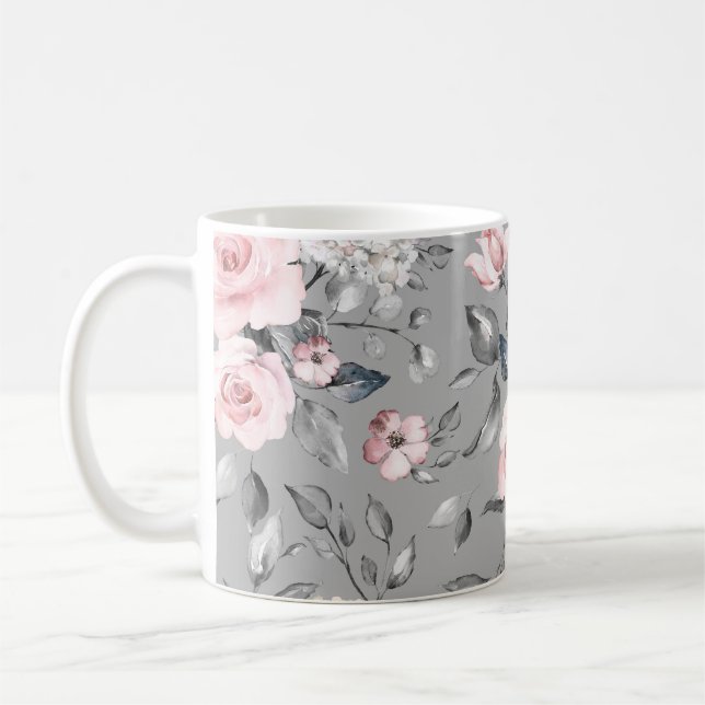 Vår blommor Löv Hand plockade Kaffemugg (Vänster)