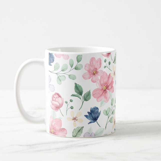 VÅR BLOMMOR & LÖV MÖNSTER KAFFEMUGG (Vänster)