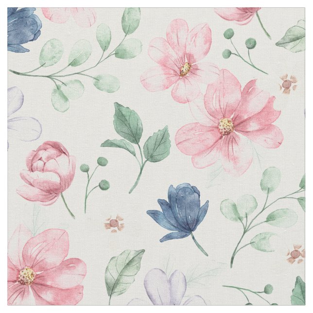 VÅR BLOMMOR & LÖV MÖNSTER TYG (Närbild)