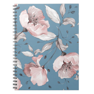 Vår blommor, löv, sömlös design anteckningsbok