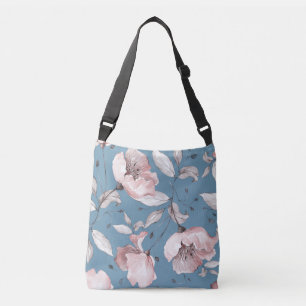 Vår blommor, löv, sömlös design axelväska