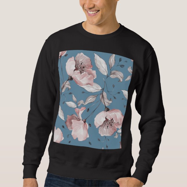 Vår blommor, löv, sömlös design lång ärmad tröja (Framsida)