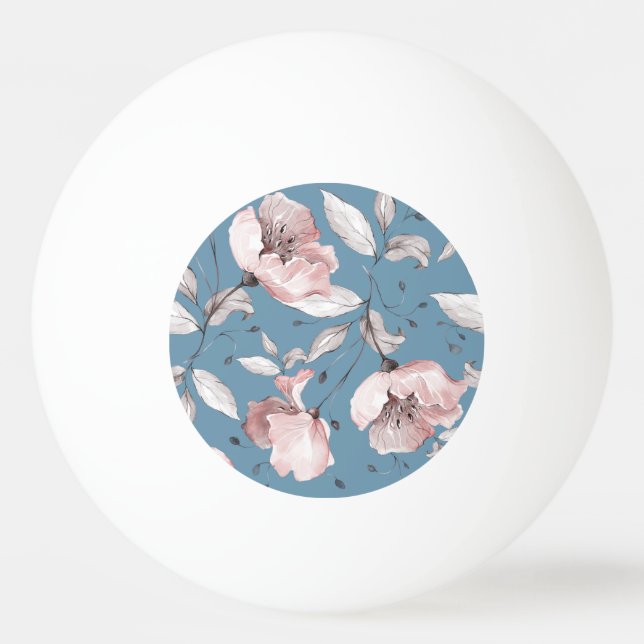 Vår blommor, löv, sömlös design pingisboll (Framsidan)